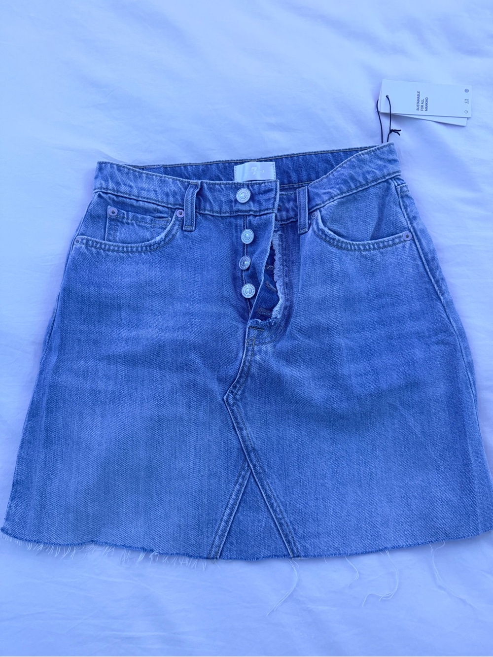 7 For All Mankind Denim Button-Front A-Line Skirt